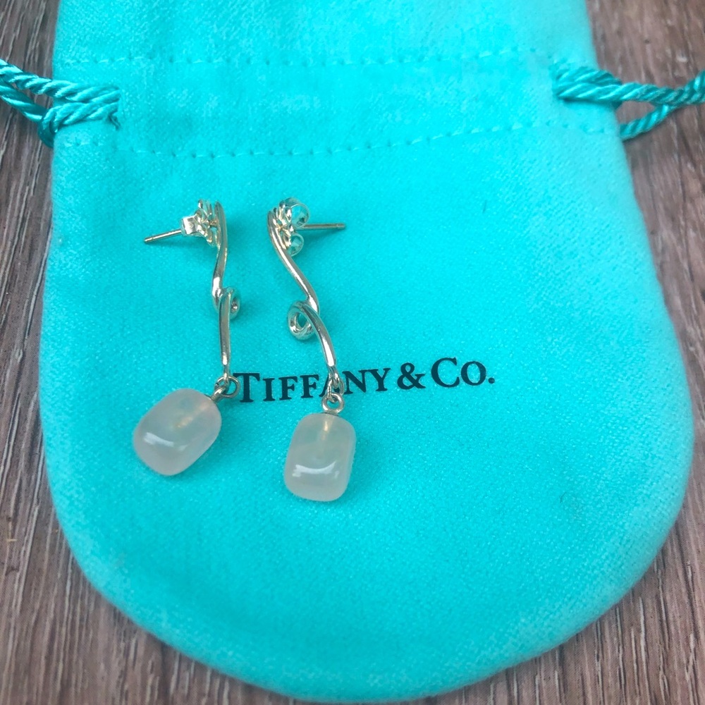 Tiffany Twist & Twirl Rose Quartz Drop Earrings